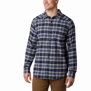 Columbia Camisas Casuales Cornell Woods™ Flannel Hombre Azul Marino/Grises (961RWGSDH)